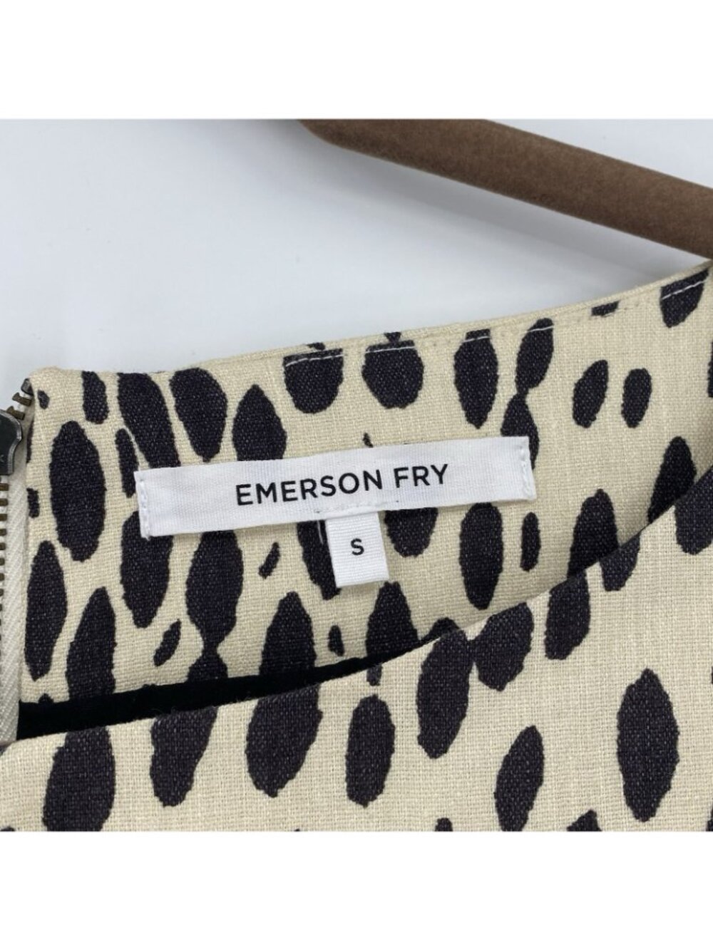 Emerson Fry Size Small Mod Shift Dress Linen Half Sleeve Animal Print Leopard - Picture 3 of 10